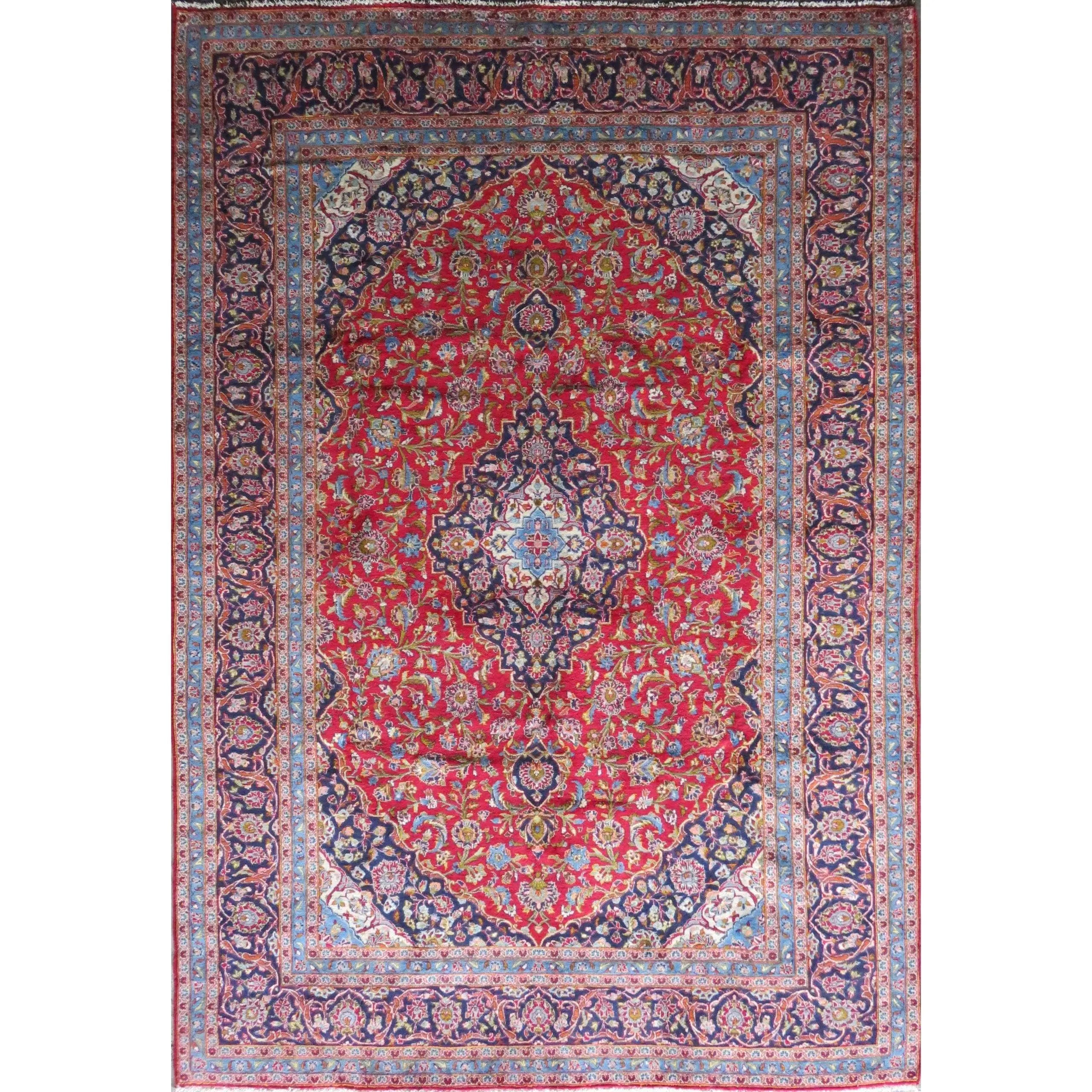 One Of The Kind Hand-Knotted Persian Wool Rug _ Luxurious Vintage Design, 11'10" X 8'3", Artisan Crafted
